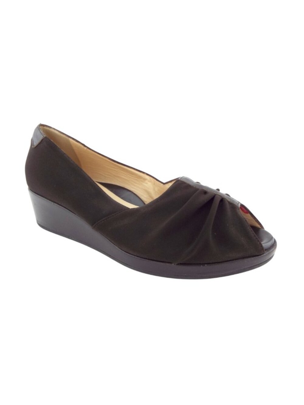 TARYN ROSE Brown Open Toe Slip-on Wedge Heel Pumps 36